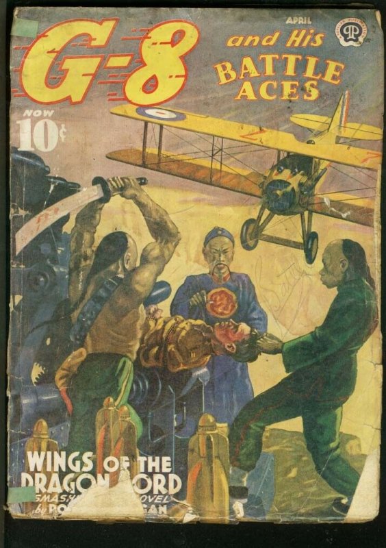 G-8 AND HIS BATTLE ACES 1939 APR-AVIATION HERO PULP MAG G- 