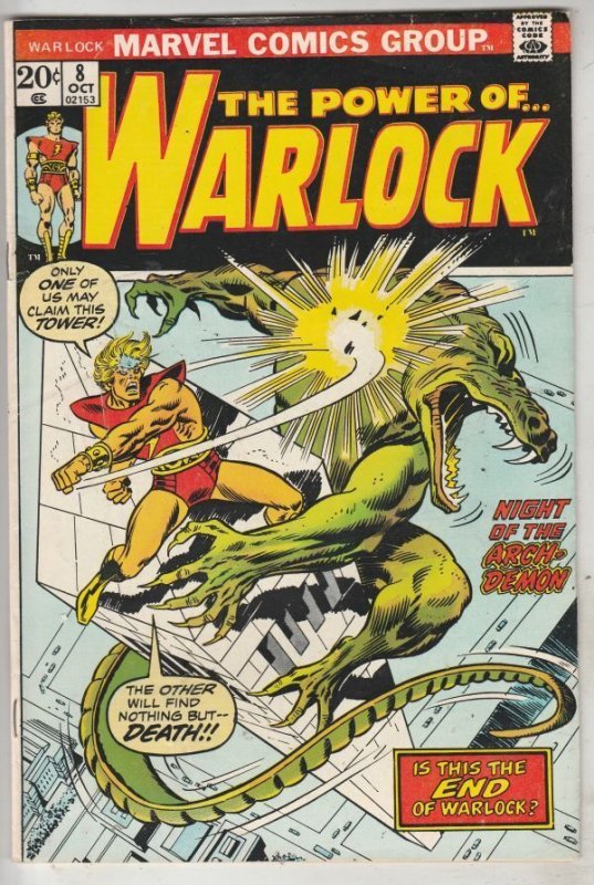 Warlock, the Power of #8 (Oct-73) NM- Adam Warlock, High Evolutionary Lynchburg!