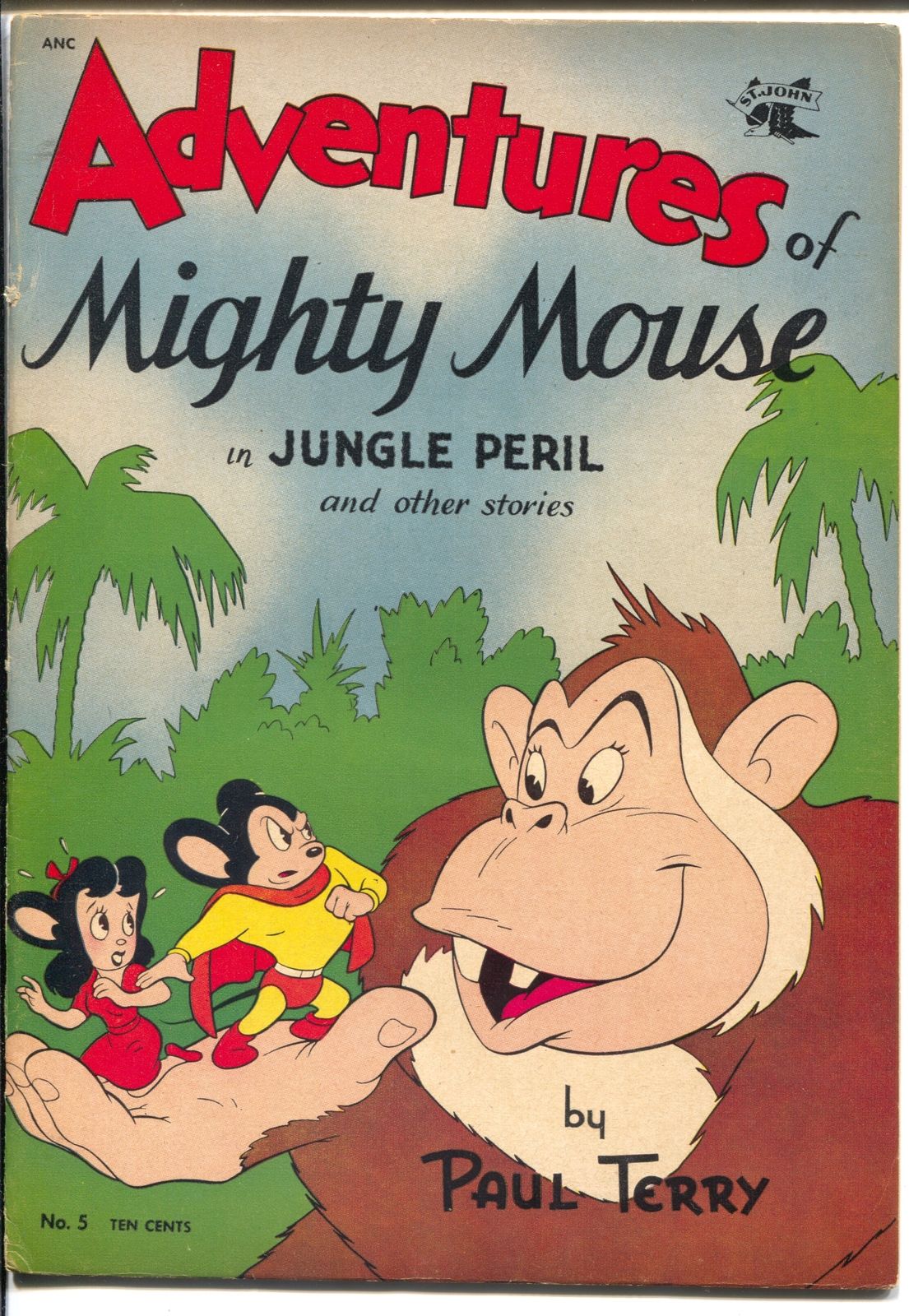 Adventures Of Mighty Mouse 5 1952 St John Jungle Peril Ape Cover