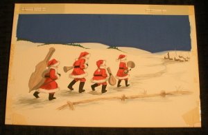 MERRY CHRISTMAS Santa Claus 4-Piece Band 10.5x7 Greeting Card Art #250-13