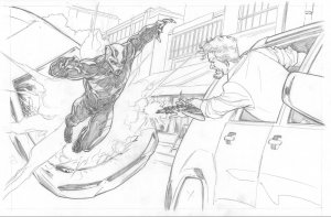 Black Panther vs Klaw Original Pencil Art by Steve Kurth MARVEL MOVIE 11x17