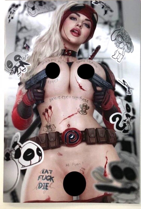 POWER HOUR #3 SHIKARII LADY DEADPOOL TRADE/TOPLESS/NAUGHTY/BAD GIRL TATTOO  SET