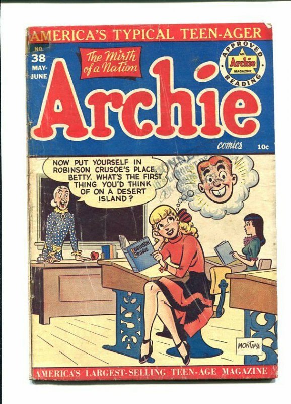 ARCHIE 38-1949-CLASSROOM COVER-READING ROBINSON CRUSOE  G/VG 