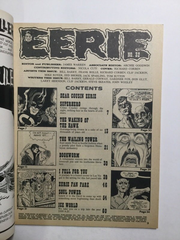 Eerie 32 March 1971 Magazine Near Mint- Nm- 9.2 Warren Magazine