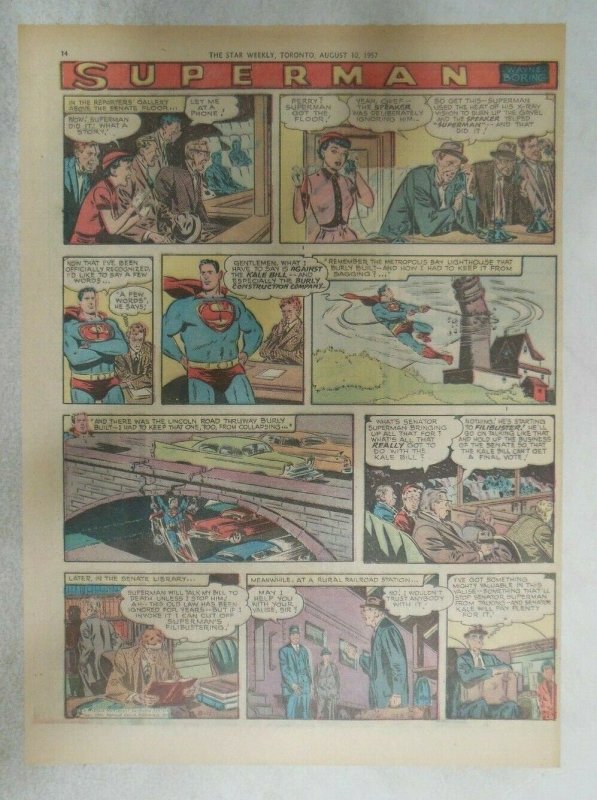 Superman Sunday Page #928 by Wayne Boring from 8/11/1957 Size ~11 x 15 inches