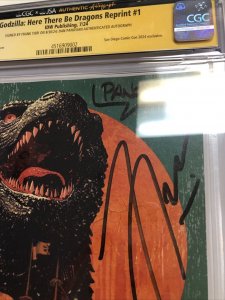 Godzilla:Here There Be Dragons Reprint (2024) 1 (CGC 9.8) Signed Tieri* Panosian