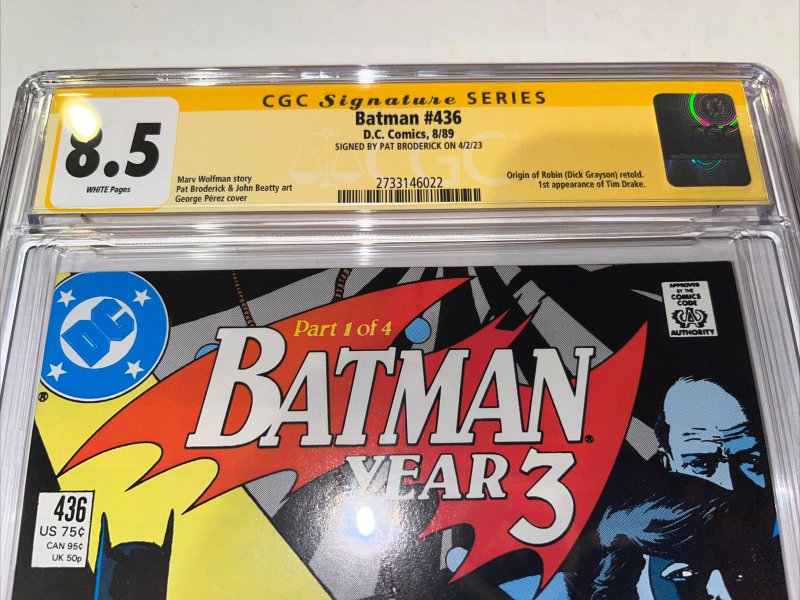 Batman (1989) # 436 (CGC 8.5 SS) Signed Pat Broderick • 1st App Tim Drake