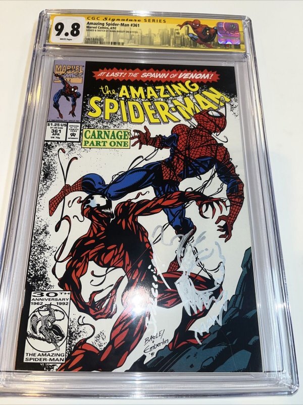 Amazing Spider-Man (1992) #361  (CGC 9.8 WP)  1st App Carnage • Sketch Bagley