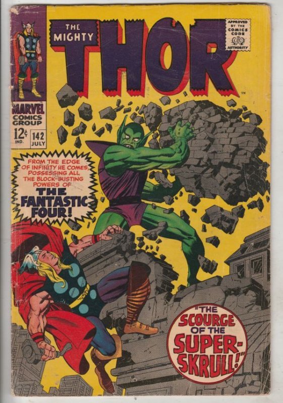Thor, the Mighty #142 Jul-67 VG Affordable-Grade Thor vs Super-Skrull Kirby Art