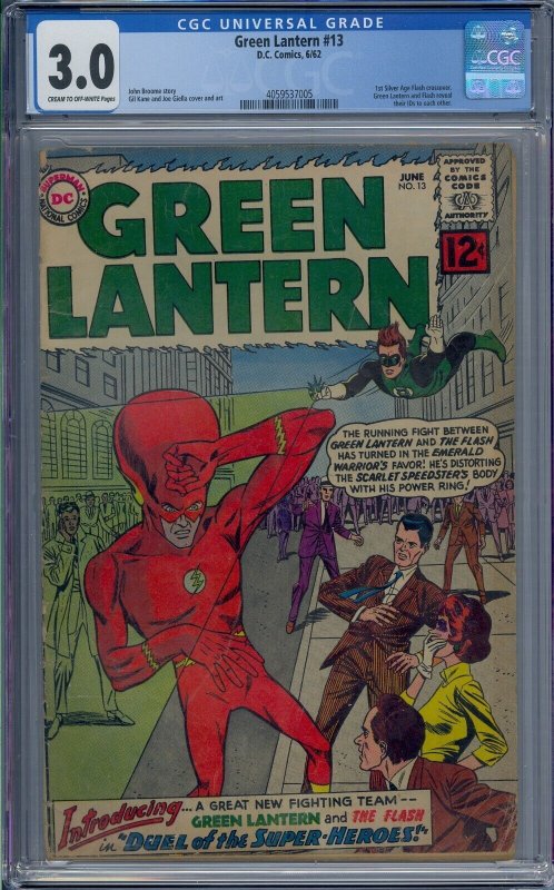 GREEN LANTERN #13 CGC 3.0 1ST SILVER-AGE FLASH CROSSOVER 