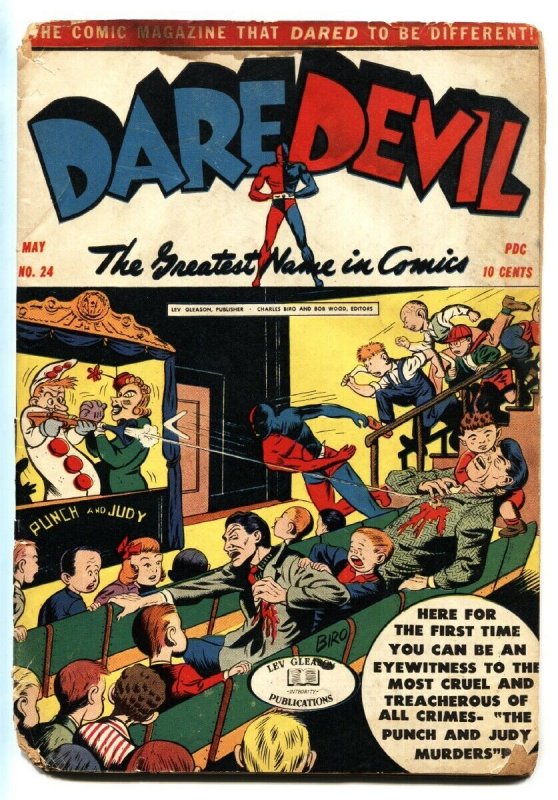 Daredevil Comics #24-1944-Punch and Judy murders-Wild child violence cover