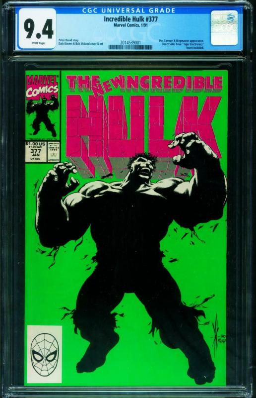 INCREDIBLE HULK #377-CGC 9.4 First Professor Hulk-unpressed 2014539001