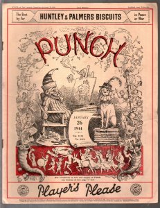 Punch 1/26/1944-cartoons-pulp fiction-info-UK published-VG/FN