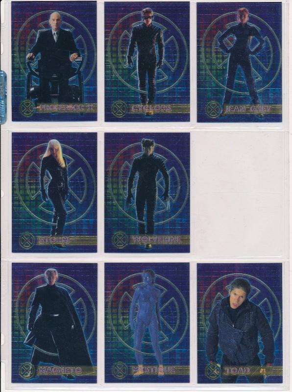 2000 Topps X-Men movie Chromium Insert Cards lot of 8, Wolverine, Storm,Toad etc