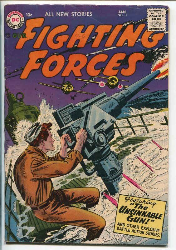 OUR FIGHTING FORCES #17-1957-DC-SILVER AGE-FROGMAN-SUBMARINE-RUSS HEATH-fn minus 