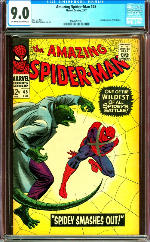 Amazing Spider-Man #45 CGC Graded 9.0 3rd Lizard