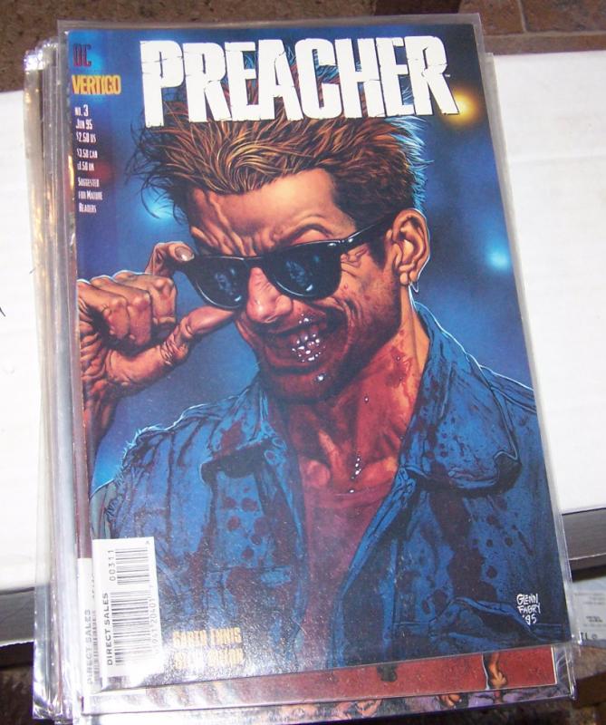 preacher  # 3 vertigo dc 1995 garth Ennis high quality HOT  PAINTED COVER free f