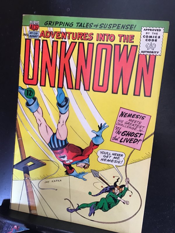 Adventures into the Unknown #158 (1965) Nemesis vs  ghost that lived! VF/NM Boca