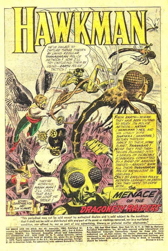 BRAVE AND THE BOLD #42 (June1962) 2.0 GD Joe Kubert! Gardner Fox! Hawkgirl!