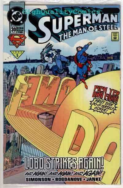 SUPERMAN : MAN of STEEL #30, NM+, Sealed w/ clings, Lobo, 1991, more in store