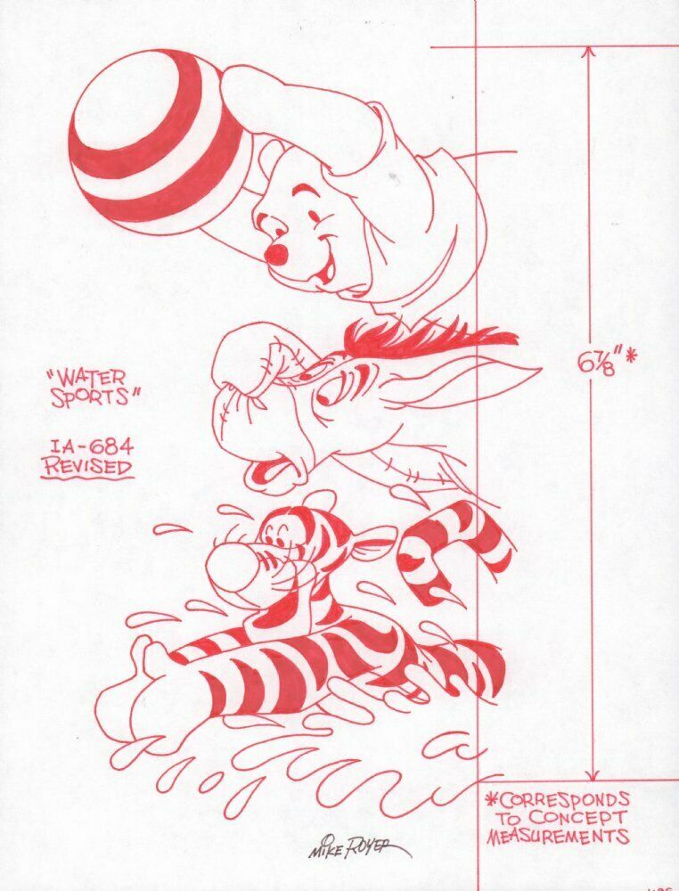 Winnie The Pooh Disney Red Ink Concept Art Tigger Eeyore Ia 684 By Mike