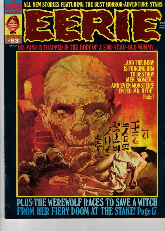 Eerie #53 (1974) NM- Mummy Cover! 2nd Hunter by Neary! Richmond CERTIFICATE Wow!