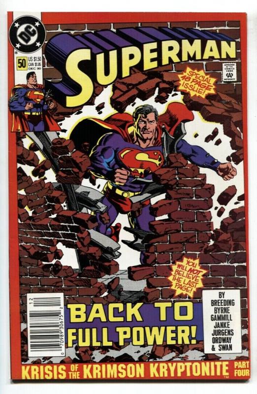 SUPERMAN #50 Newsstand variant comic book DC 1990