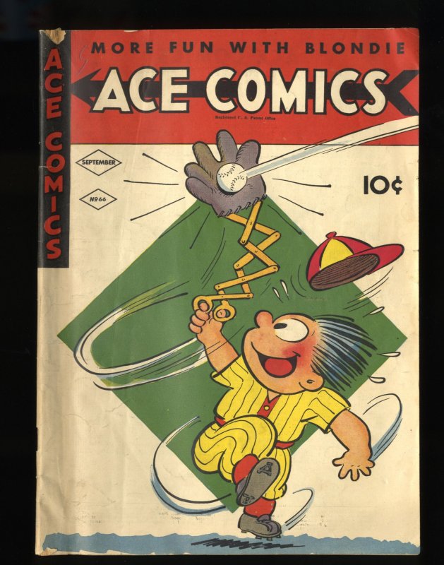 Ace Comics #66 VG- 3.5 The Phantom Blondie Baseball Cover!