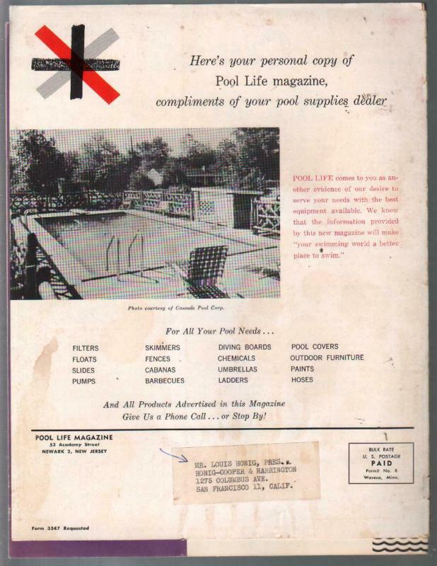 Pool Life #1 5/1961-1st issue-Roger Smith-77 Sunset Strip-swimsuit pix-VG