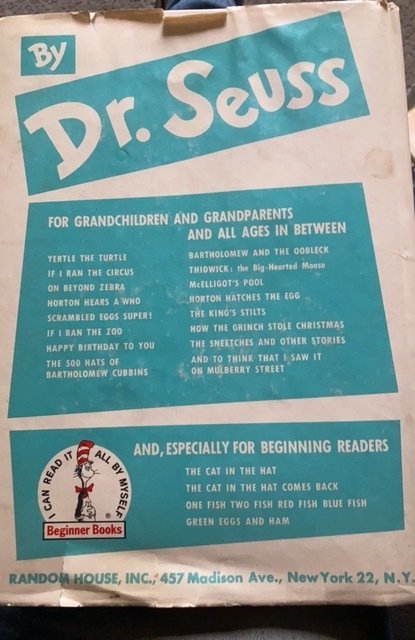 Dr. Seuss‘s sleep book,1962,the text is immaculate!very tough