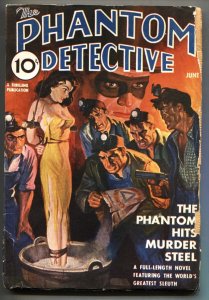 Phantom Detective 6/1940- Cement shoes cover-Hero Pulp magazine