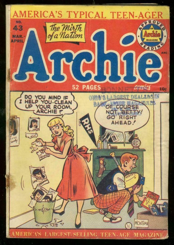 ARCHIE COMICS #43 1950-MONTANA COVER G 