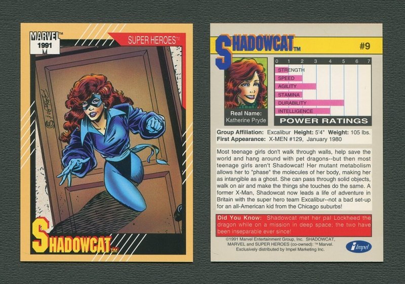1991 Marvel Comics II  Card  #9 ( Shadow Cat AKA Kitty Pryde)  NM-MT