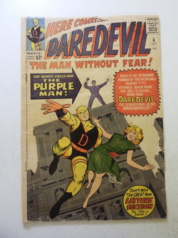 Daredevil #4 (1964) 1st Appearance of The Purple Man GD- see description