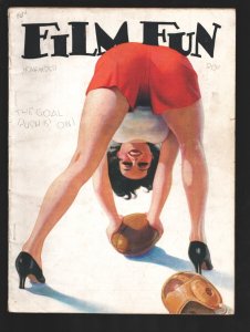 Film Fun 11/1934-Pin-up girl hiking football-may be the best cover of entire ...