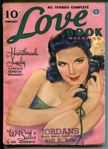 PULP:  Love Book 2/1942-Popular Pubs-pin-up girl cover-romance stories-VG