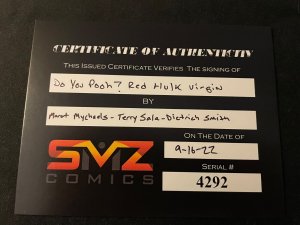 DO YOU POOH? Red Hulk Virgin Variant, Double Signed with COA, VF Condition
