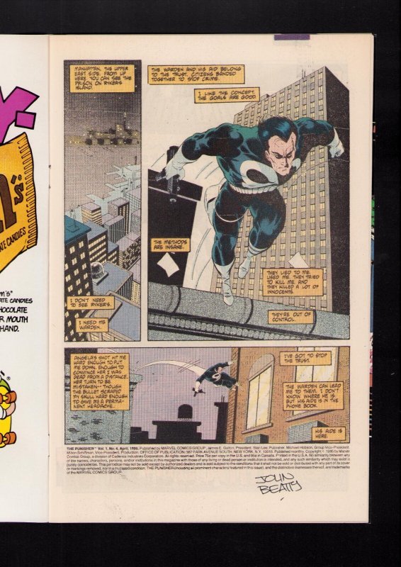 Punisher #4 - INTERIOR PAGE SIGNED BY JOHN BEATTY! (8.0) 1986
