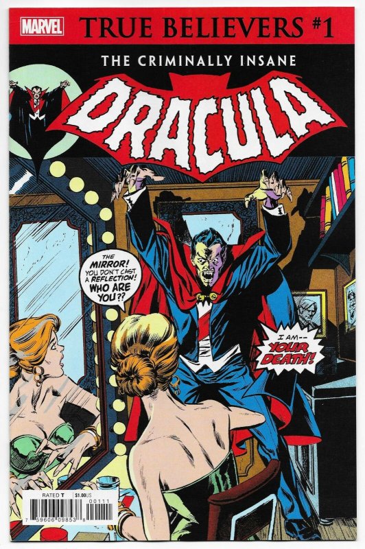 True Believers Criminally Insane #1 Rep Tomb Of Dracula #24 (Marvel, 2020) NM