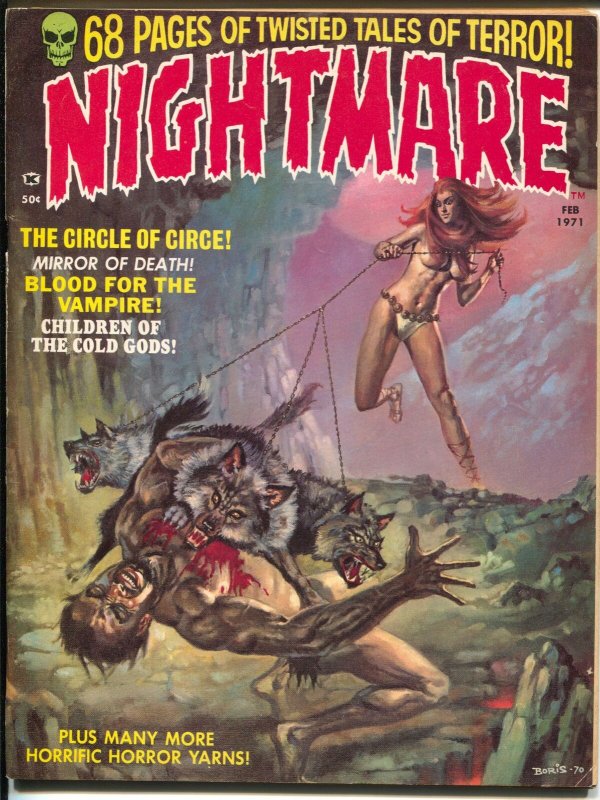 Nightmare #2 1971 Skywald-vampires-Boris horror cover-Syd Shores-Wolfman-FN