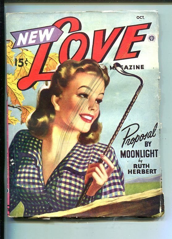 NEW LOVE-OCT 1946-ROMANTIC PULP FICTION-PIN-UP GIRL COVER-RIDING CROP-vg minus