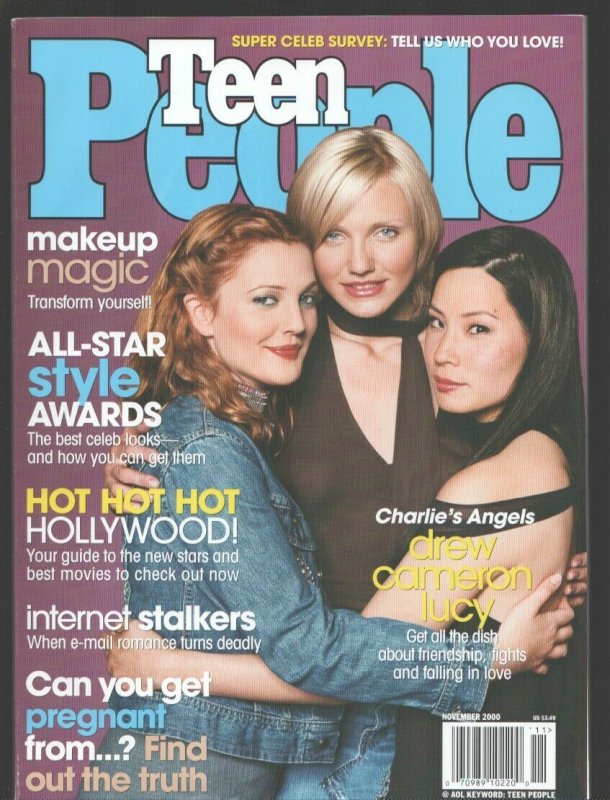 Teen People 11/2000-Time-Charlie's Angels cover & story-Insert still attached-VF