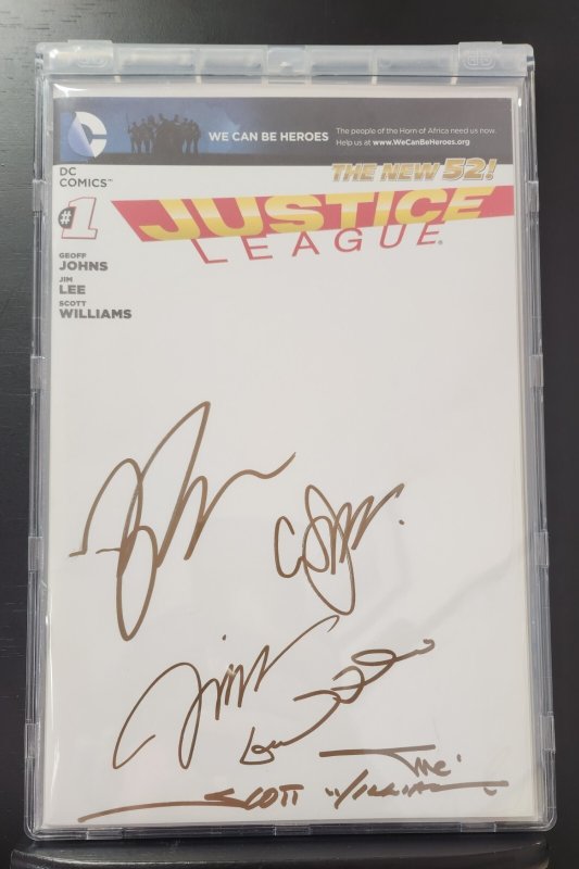 Justice League #1 - Signed 6x, Blank Variant / Encased (9.2ob) 2011