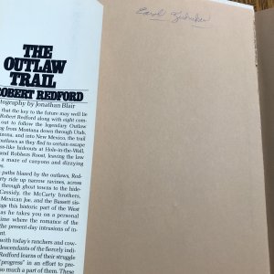 The outlaw trail, signed by Robert Redford, 1978, HCDJ