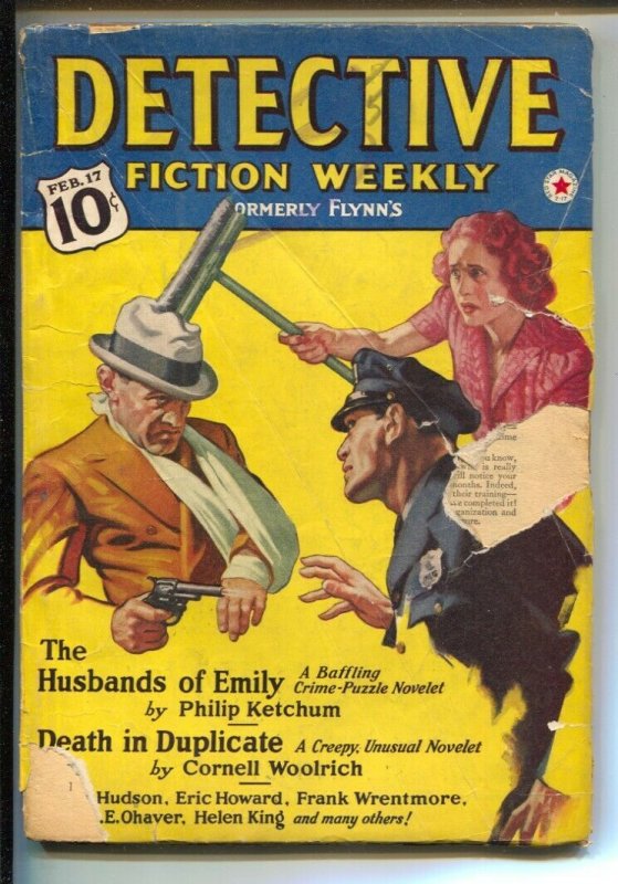 Detective Fiction Weekly 2/17/1940-Cornell Woolrich creepy story-crime pulp-G