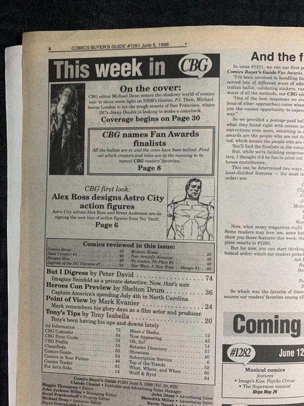 1998 COMICS BUYERS GUIDE Magazine #1281 FN+ 6.5 Let's Get Noir / Johnny Double