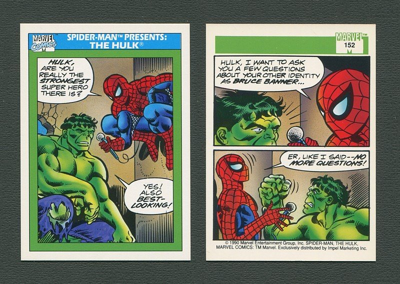 1990 Marvel Comics Card  #152 (Spiderman Presents: Hulk) / MINT