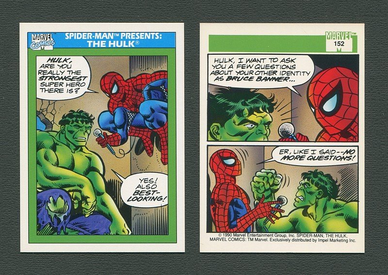 1990 Marvel Comics Card  #152 ( Spiderman/Hulk )  MINT