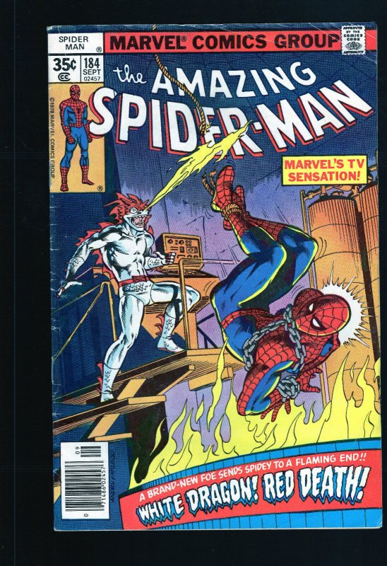 Amazing Spider-Man #184 - 1st. App. White Dragon. Newsstand Edition. (3.0) 1978