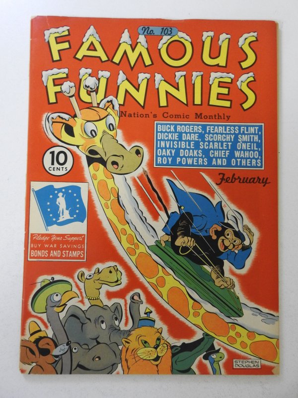 Famous Funnies #103 (1943) GD Condition cover detached, 2 in spine split